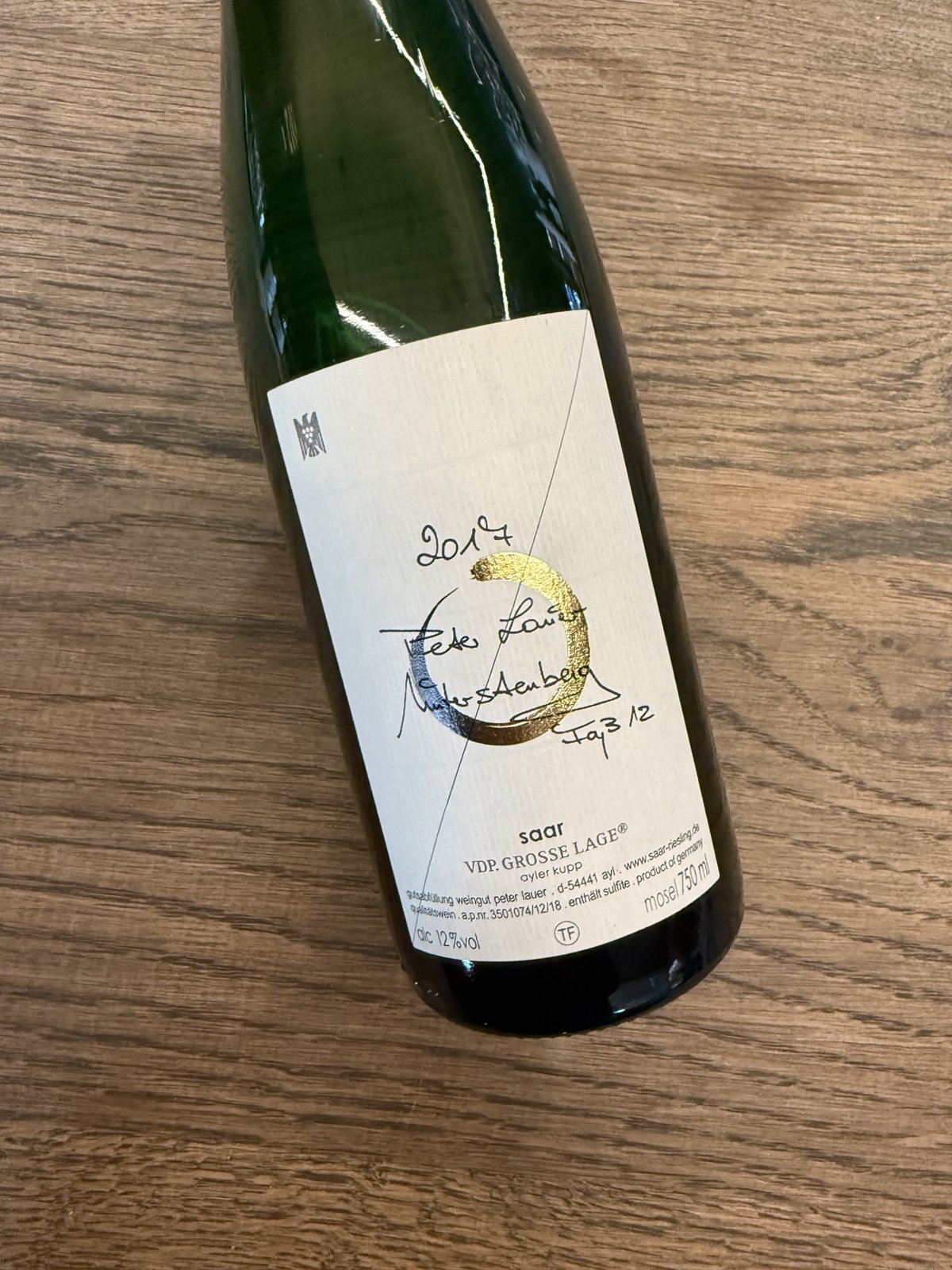 PETER LAUER FASS 12 UNTERSTENBERG 2017 TROCKEN FEINHERB RIESLING